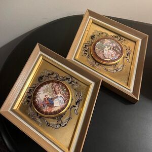 Set of hand painted porcelian Victorian courting couple